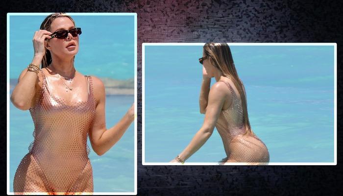 Khloe Kardashian plajda boy gösterdi! Bir bakan bir daha baktı