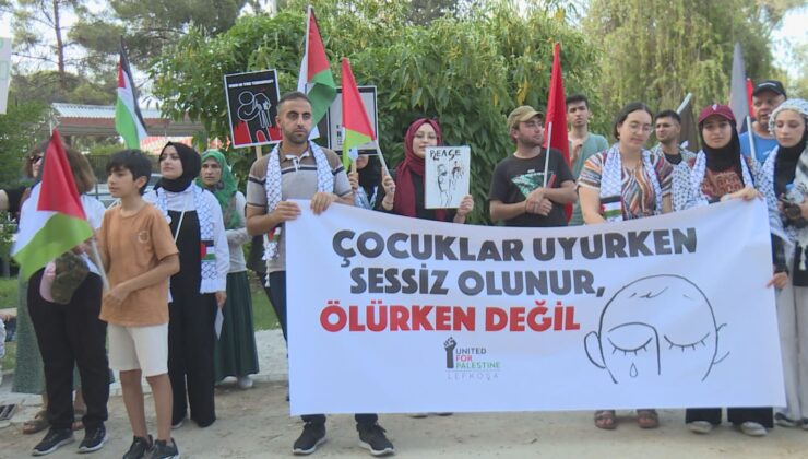 Lefkoşa’da dün İsrail’in Gazze’ye yönelik saldırıları protesto edildi