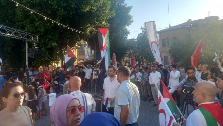 Kıbrıs Filistin İnisiyatifi “soykırımı” kınamak amacıyla Lefkoşa’da miting düzenledi