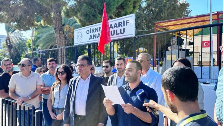 CTP Girne İlçesi, Girne Maarif Anaokulu önünde basın açıklaması yaptı